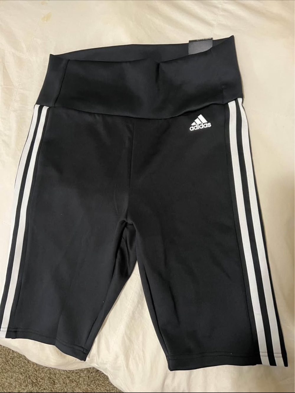 adidas Black Girls' Leggings with White Side Stripes